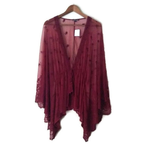 Charlotte Russe Tops - Charlotte Russe Lace Bell Sleeve Tie-Front Kimono
